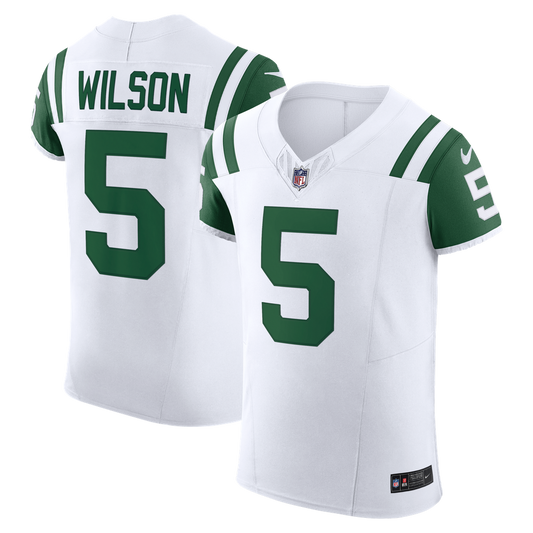 Men's New York Jets Garrett Wilson Nike White Classic Alternate Vapor F.U.S.E. Elite Jersey - Image 1
