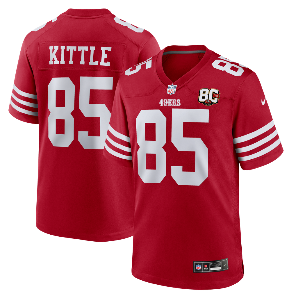 Men's San Francisco 49ers George Kittle Nike Scarlet 80th Anniversary Game Jersey - Image 1