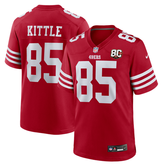 Men's San Francisco 49ers George Kittle Nike Scarlet 80th Anniversary Game Jersey - Image 1