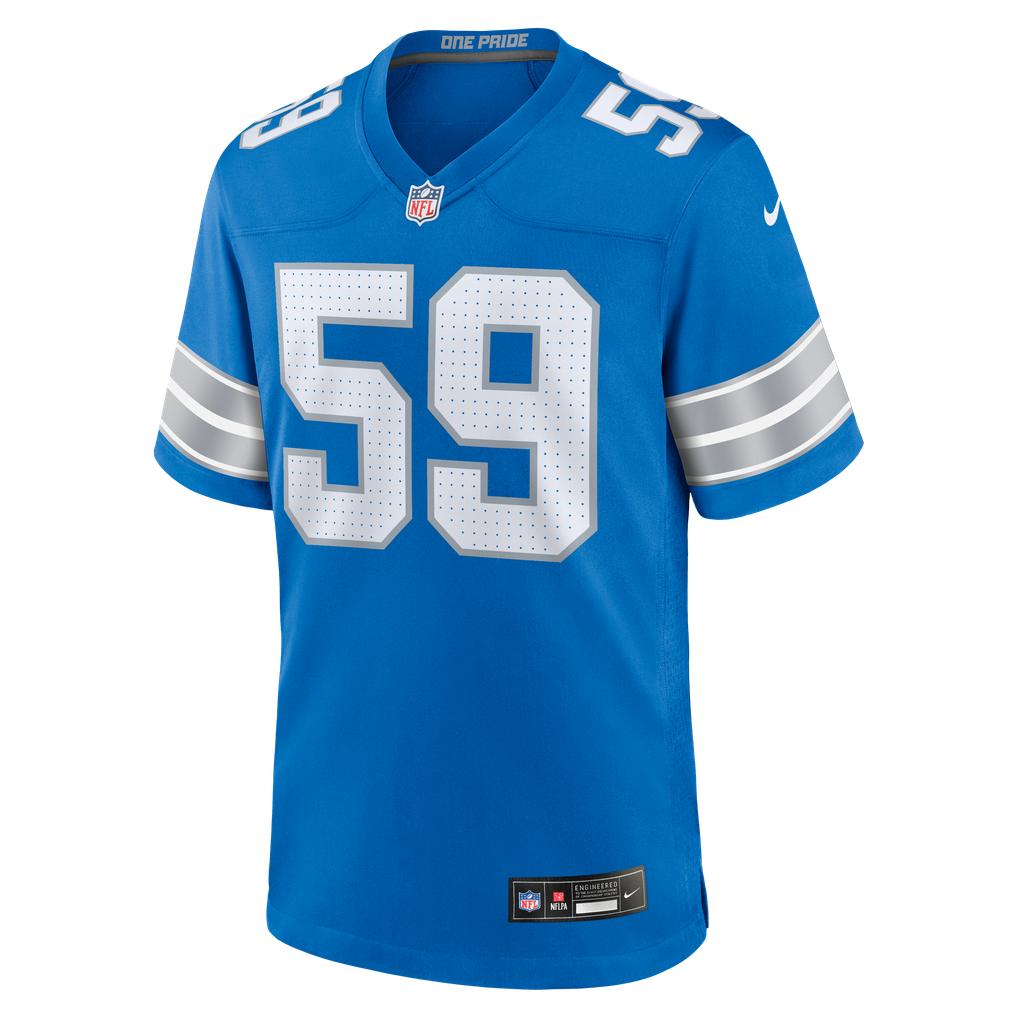 Men's Detroit Lions Giovanni Manu Nike  Blue Team Game Jersey - Image 3
