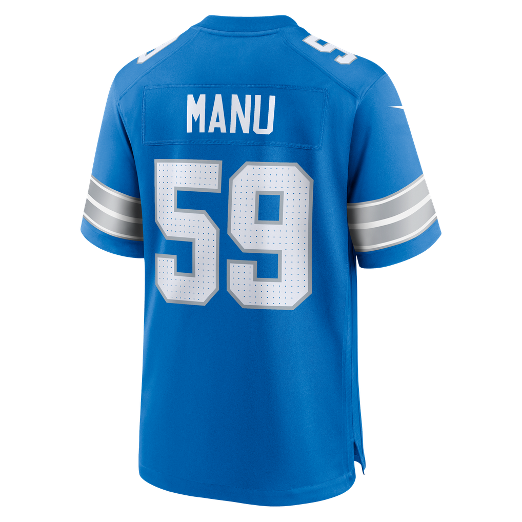 Men's Detroit Lions Giovanni Manu Nike  Blue Team Game Jersey - Image 4