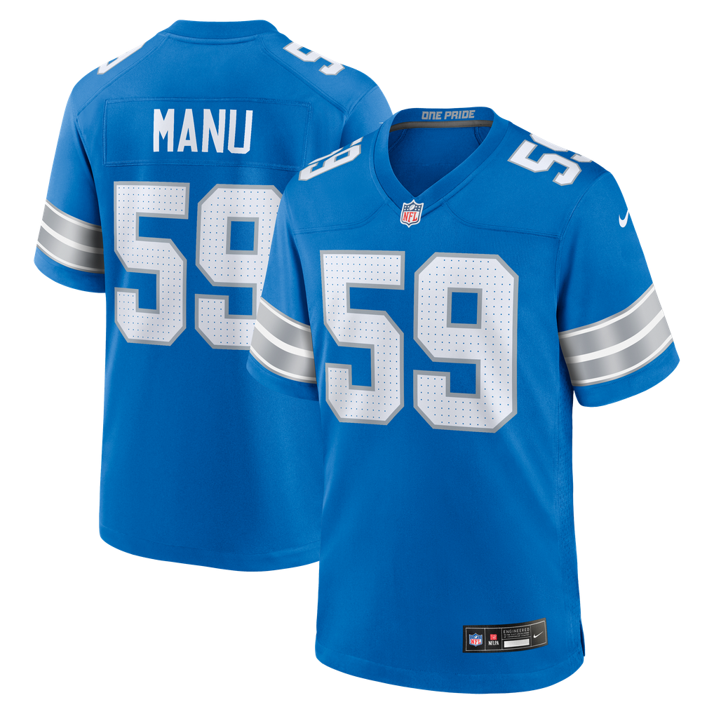 Men's Detroit Lions Giovanni Manu Nike  Blue Team Game Jersey - Image 1