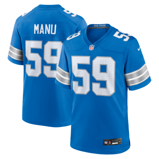 Men's Detroit Lions Giovanni Manu Nike  Blue Team Game Jersey - Image 1