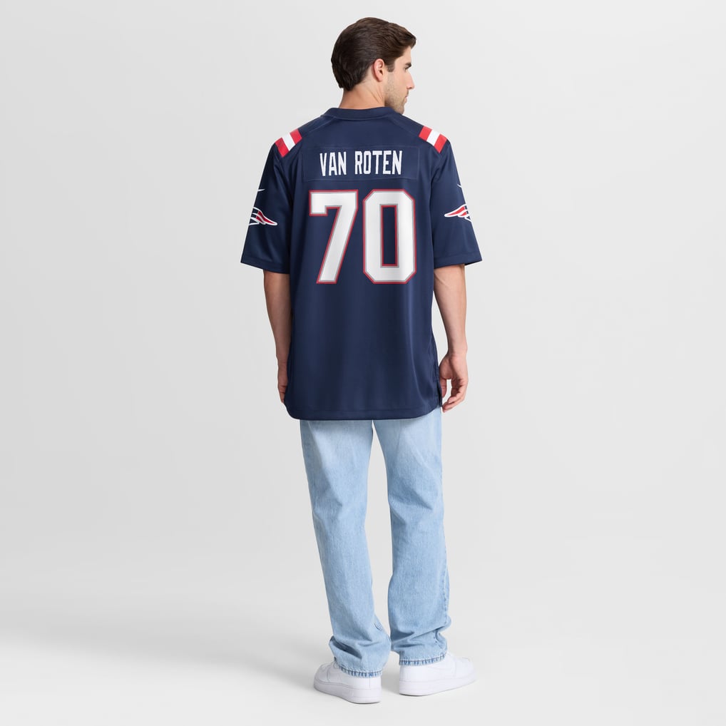 Men's New England Patriots Greg Van Roten Nike Navy Team Game Jersey - Image 4