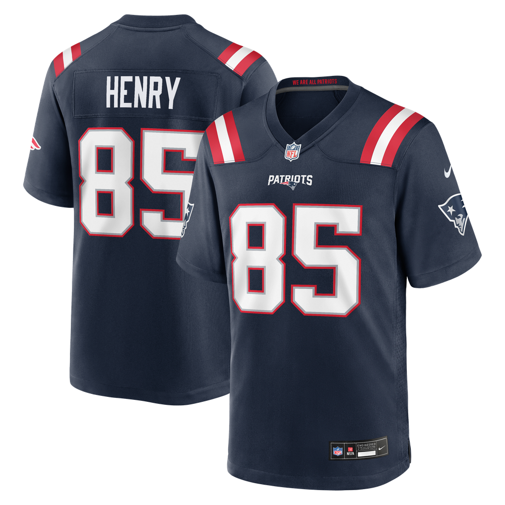Men's New England Patriots Hunter Henry Nike  Navy Team  Game Jersey - Image 2