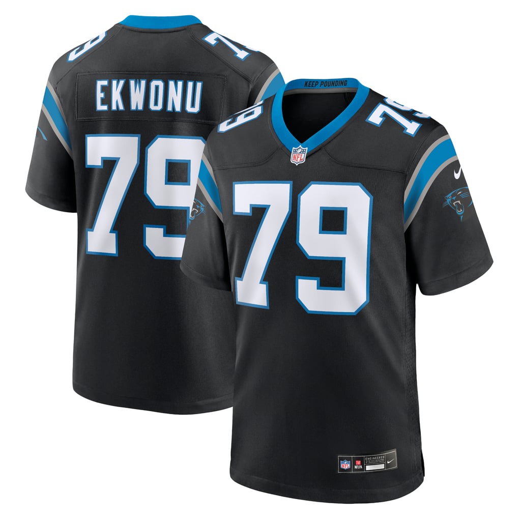 Men's Carolina Panthers Ikem Ekwonu Nike Black Game Jersey - Image 2