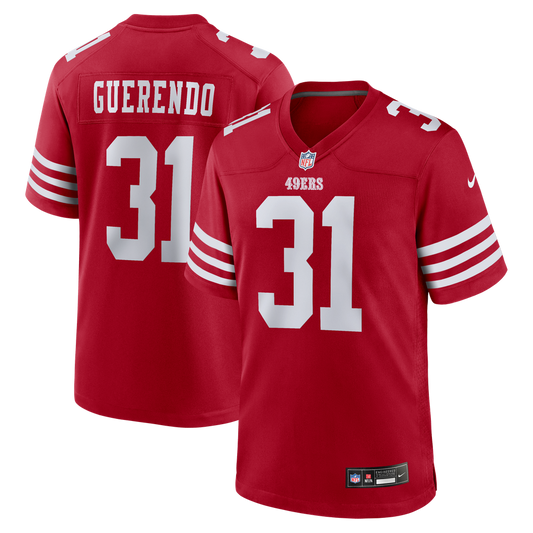 Men's San Francisco 49ers Isaac Guerendo Nike  Scarlet  Game Jersey - Image 1