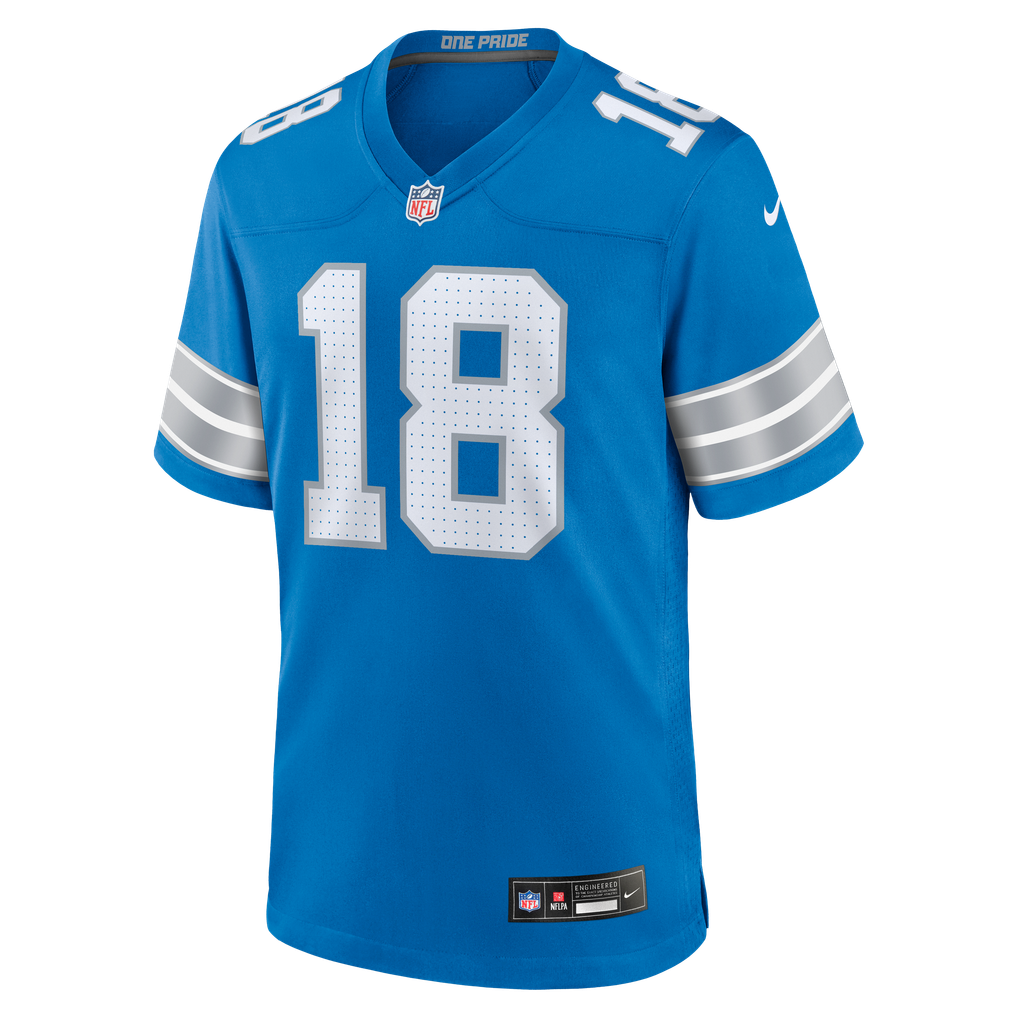 Men's Detroit Lions Isaac TeSlaa Nike Blue Game Player Jersey - Image 3