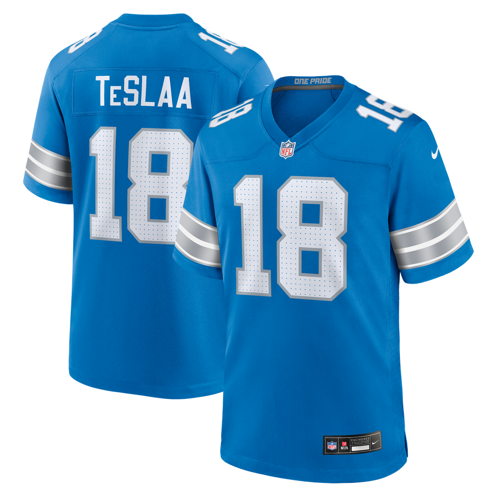 Men's Detroit Lions Isaac TeSlaa Nike Blue Game Player Jersey - Image 1