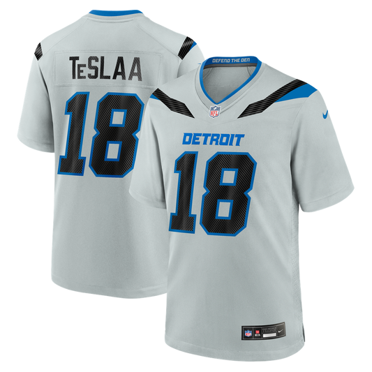 Men's Detroit Lions Isaac TeSlaa Nike Silver 2026 Rivalries Collection Game Jersey - Image 1