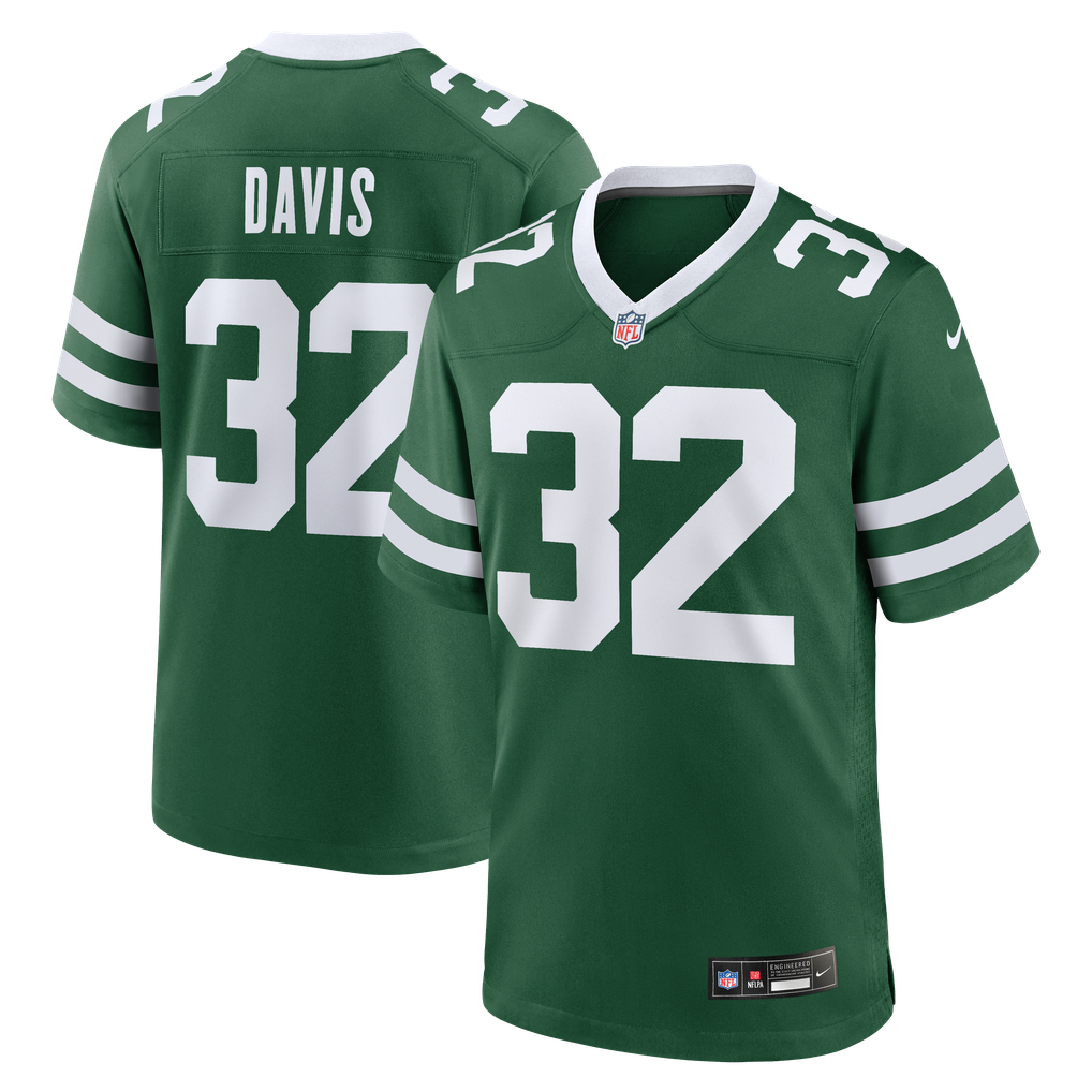 Men's New York Jets Isaiah Davis Nike Legacy Green Team Game Jersey - Image 2