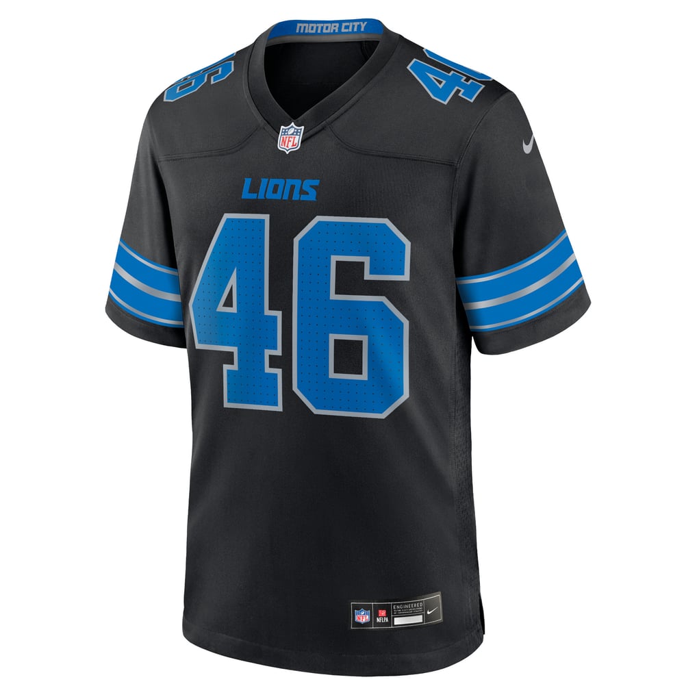Men's Detroit Lions Jack Campbell Nike Black 2nd Alternate Game Jersey - Image 3