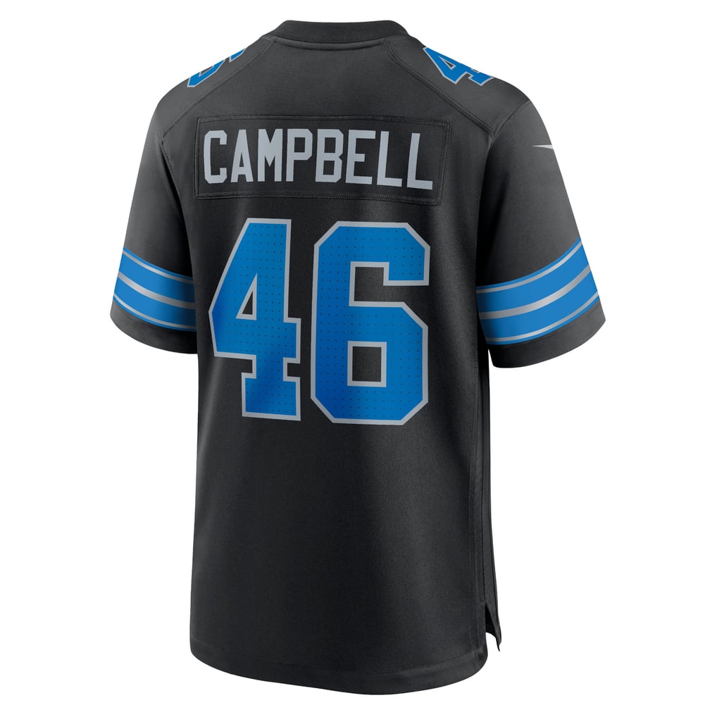 Men's Detroit Lions Jack Campbell Nike Black 2nd Alternate Game Jersey - Image 4