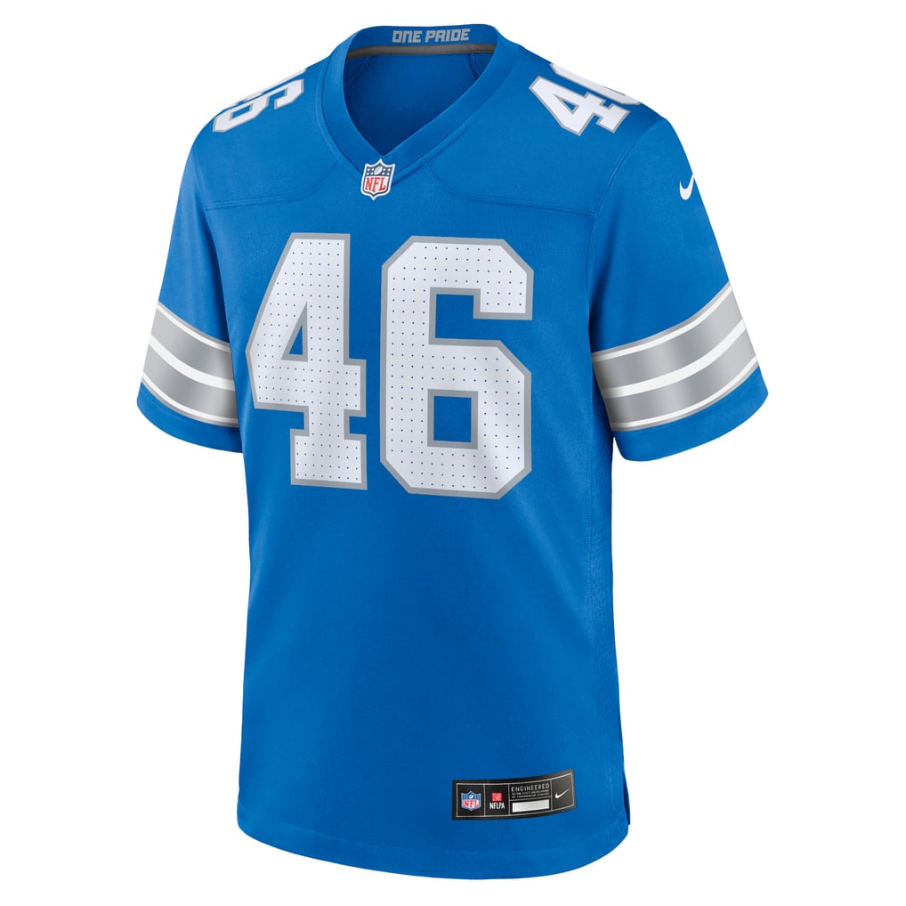 Men's Detroit Lions Jack Campbell Nike Blue Game Jersey - Image 3
