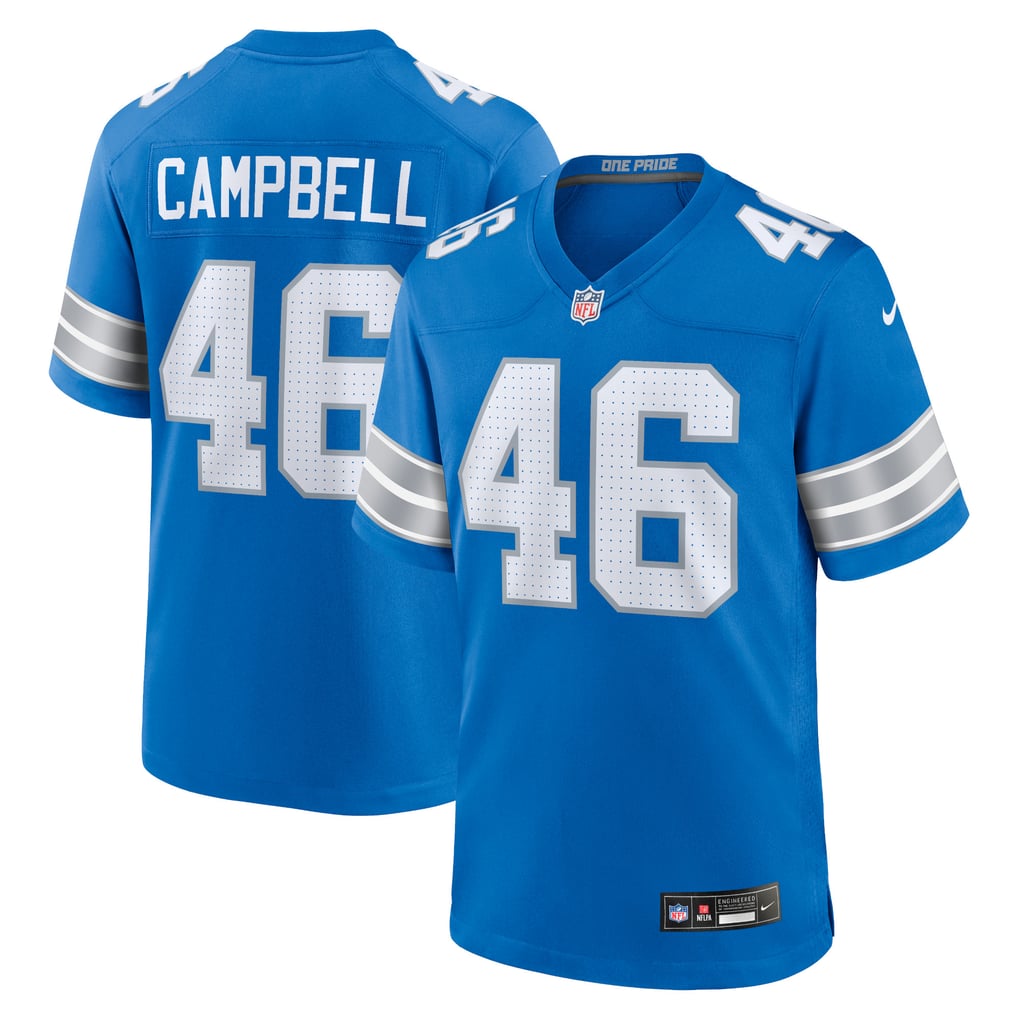 Men's Detroit Lions Jack Campbell Nike Blue Game Jersey - Image 1