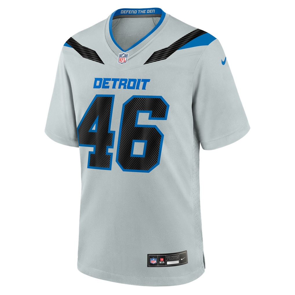 Men's Detroit Lions Jack Campbell Nike Silver 2026 Rivalries Collection Game Jersey - Image 3