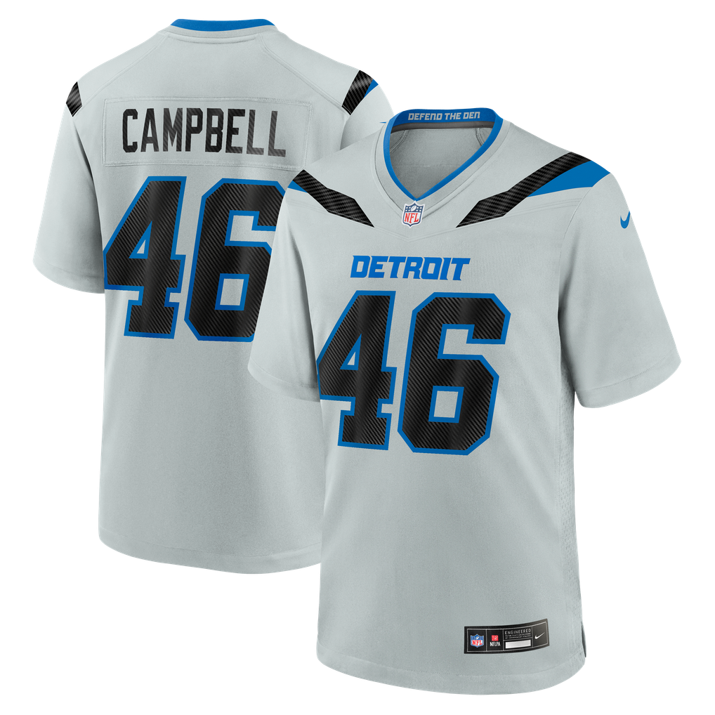 Men's Detroit Lions Jack Campbell Nike Silver 2026 Rivalries Collection Game Jersey - Image 1