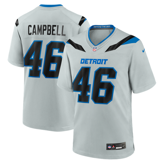 Men's Detroit Lions Jack Campbell Nike Silver 2026 Rivalries Collection Game Jersey - Image 1