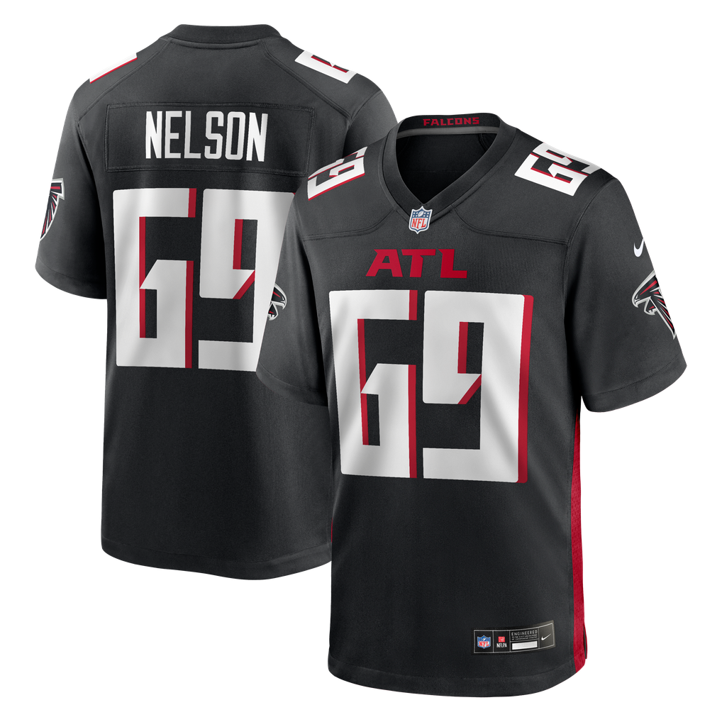 Men's Atlanta Falcons Jack Nelson Nike Black Team Game Jersey