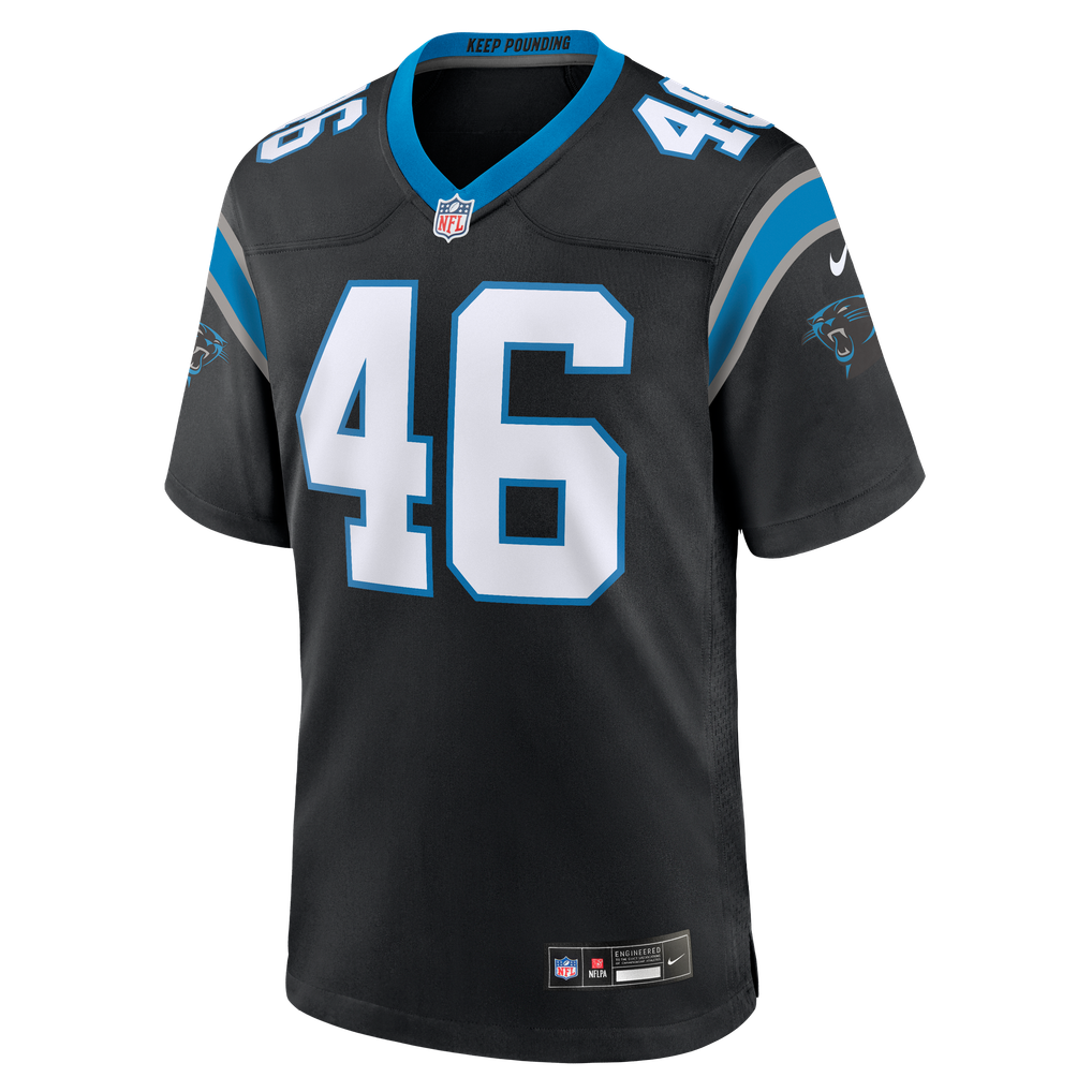 Men's Carolina Panthers Jackson Kuwatch Nike Black Team Game Jersey - Image 3