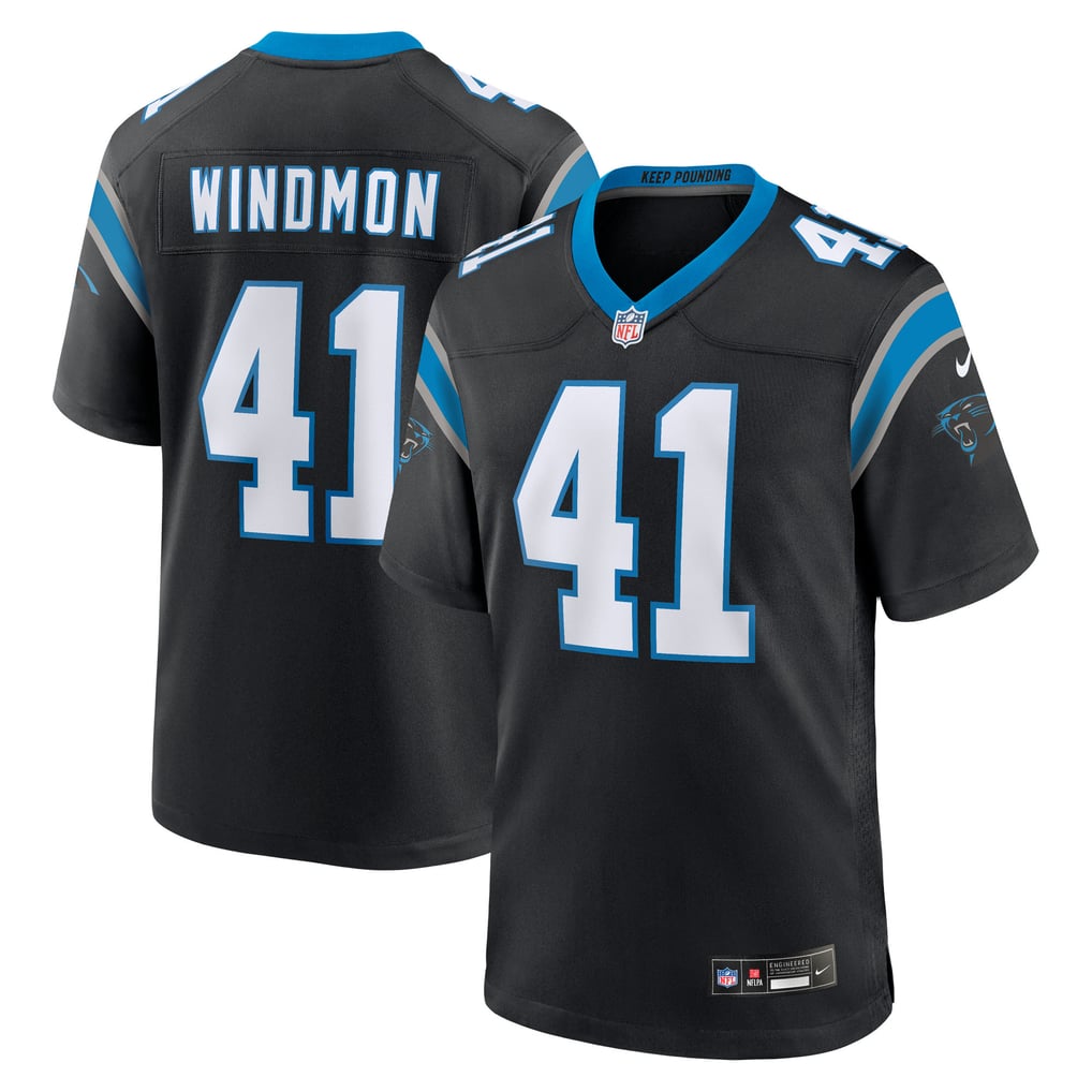 Men's Carolina Panthers Jacoby Windmon Nike Black Team Game Jersey - Image 1