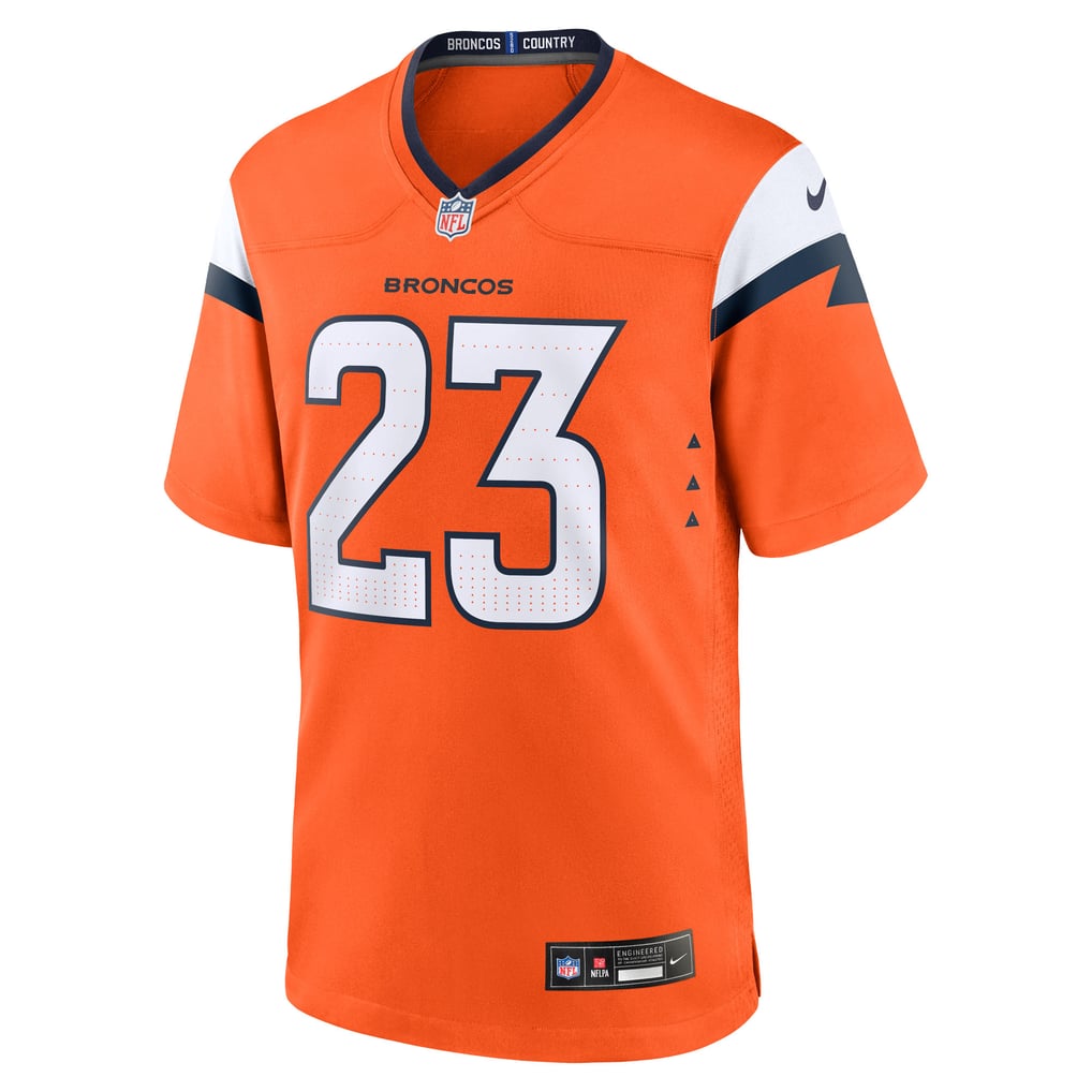 Men's Denver Broncos Jahdae Barron Nike Orange Game Player Jersey - Image 3