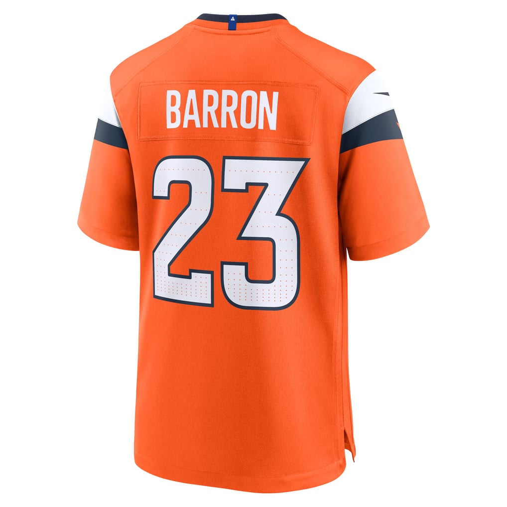 Men's Denver Broncos Jahdae Barron Nike Orange Game Player Jersey - Image 4