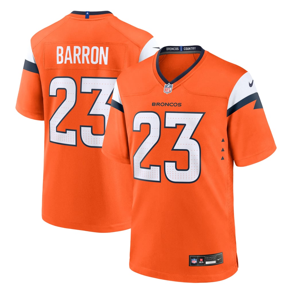 Men's Denver Broncos Jahdae Barron Nike  Orange Team Game Jersey - Image 2