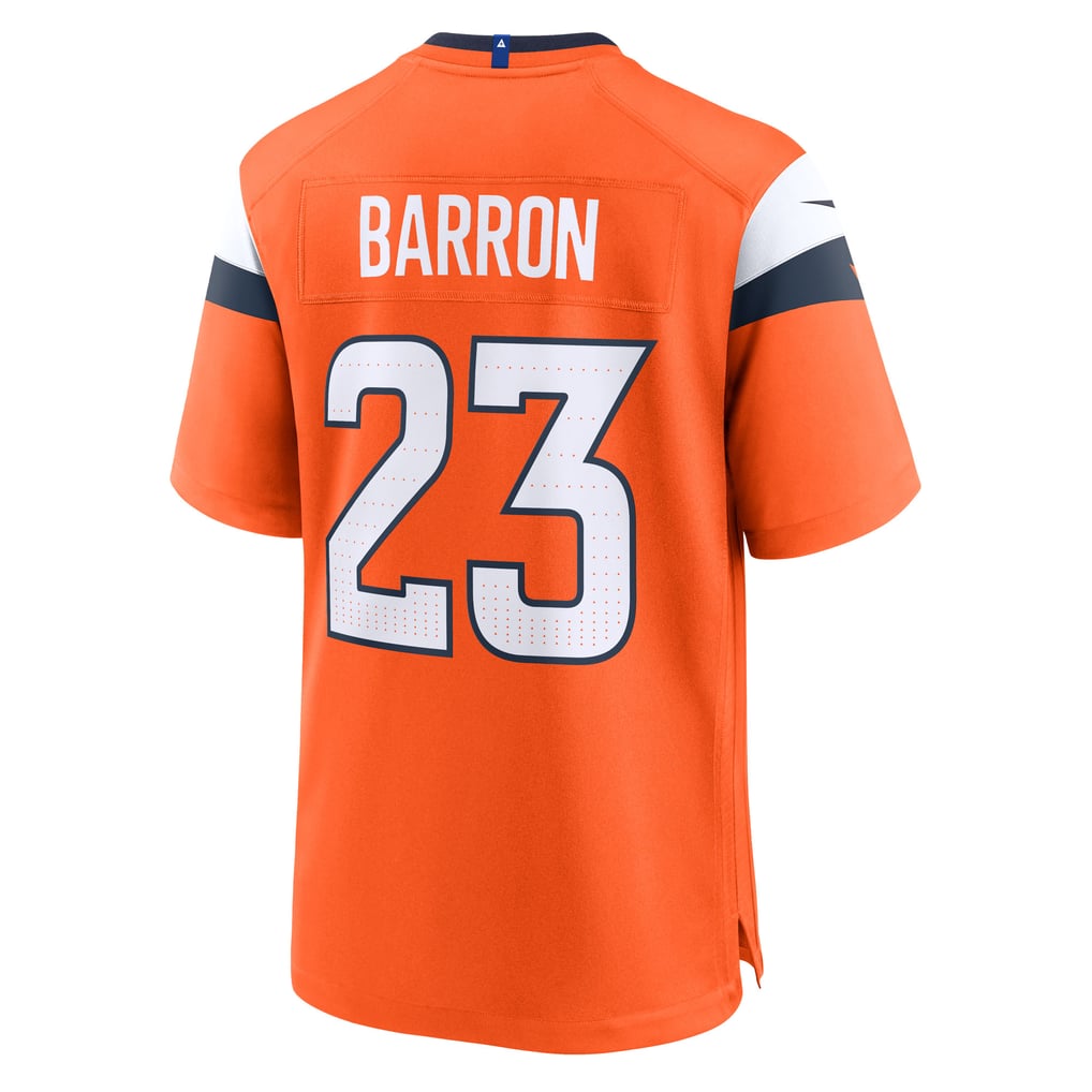 Men's Denver Broncos Jahdae Barron Nike  Orange Team Game Jersey - Image 4