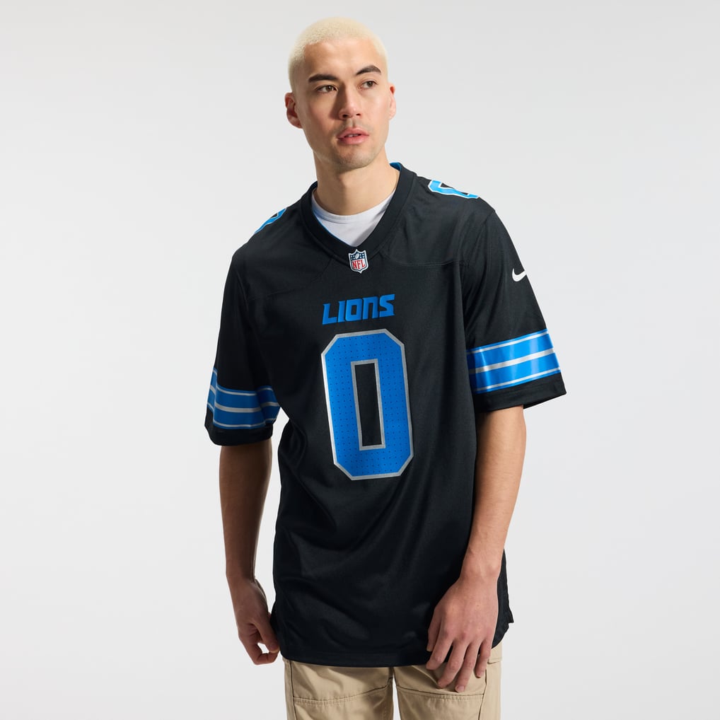 Men's Detroit Lions Jahmyr Gibbs Nike Black 2nd Alternate Game Player Jersey - Image 3