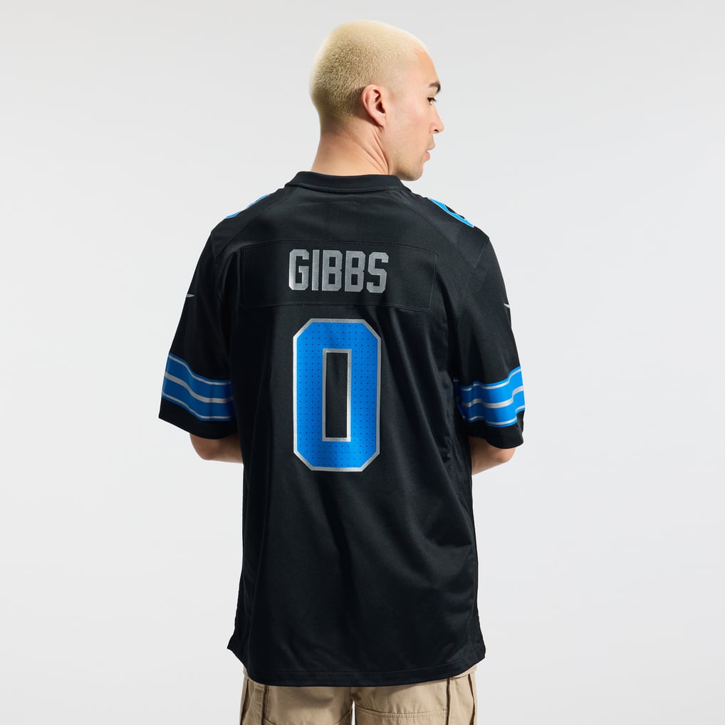 Men's Detroit Lions Jahmyr Gibbs Nike Black 2nd Alternate Game Player Jersey - Image 4