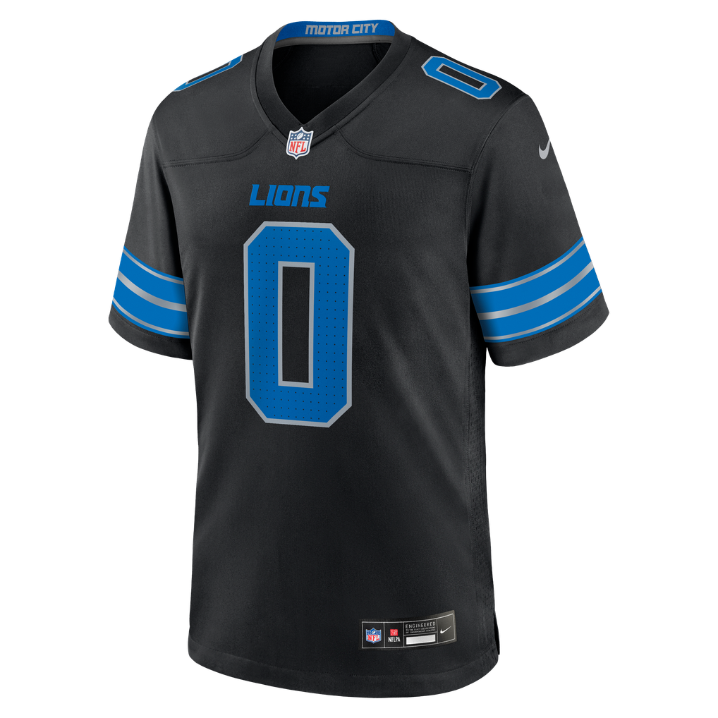 Men's Detroit Lions Jahmyr Gibbs Nike Black 2nd Alternate Game Player Jersey - Image 7