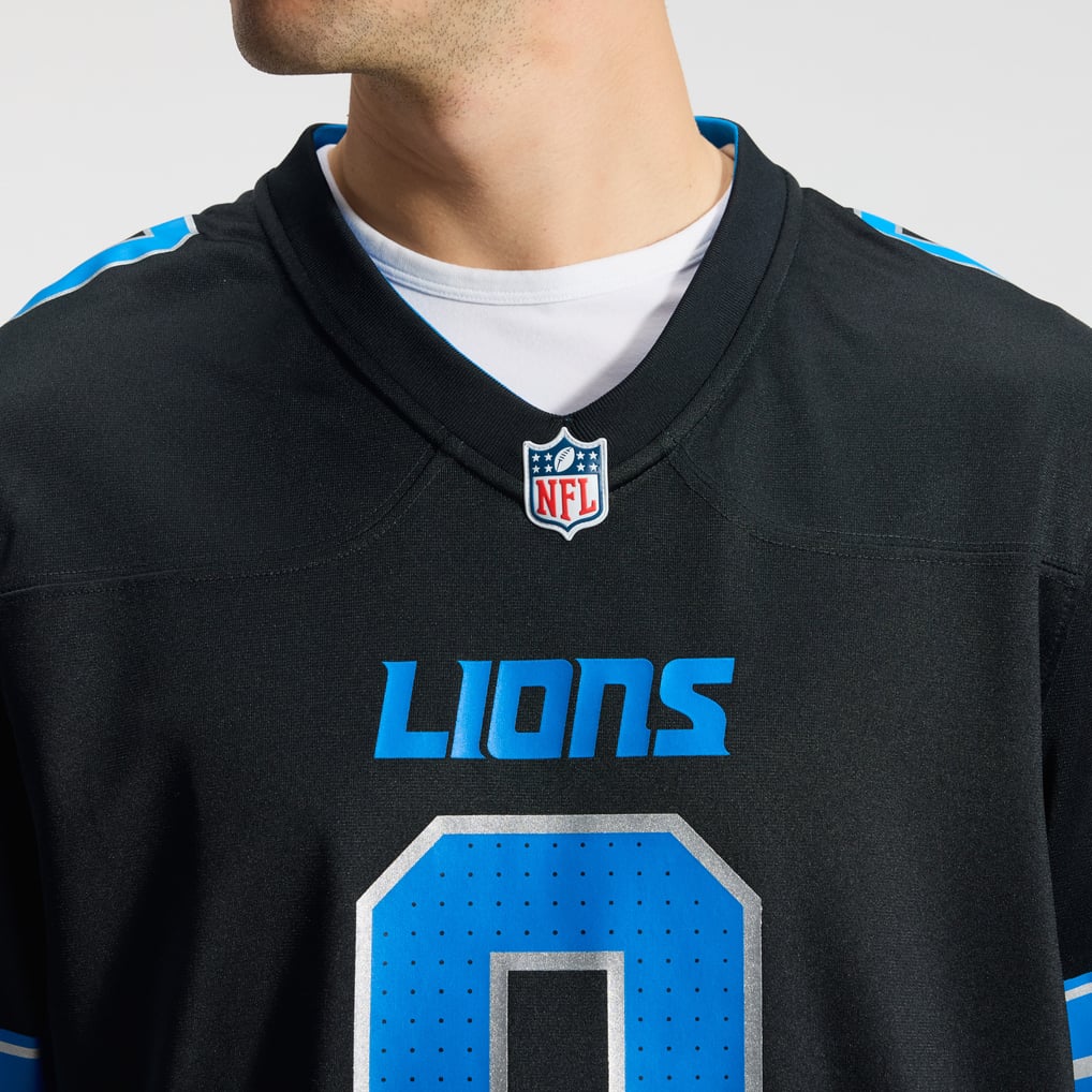 Men's Detroit Lions Jahmyr Gibbs Nike Black 2nd Alternate Game Player Jersey - Image 10