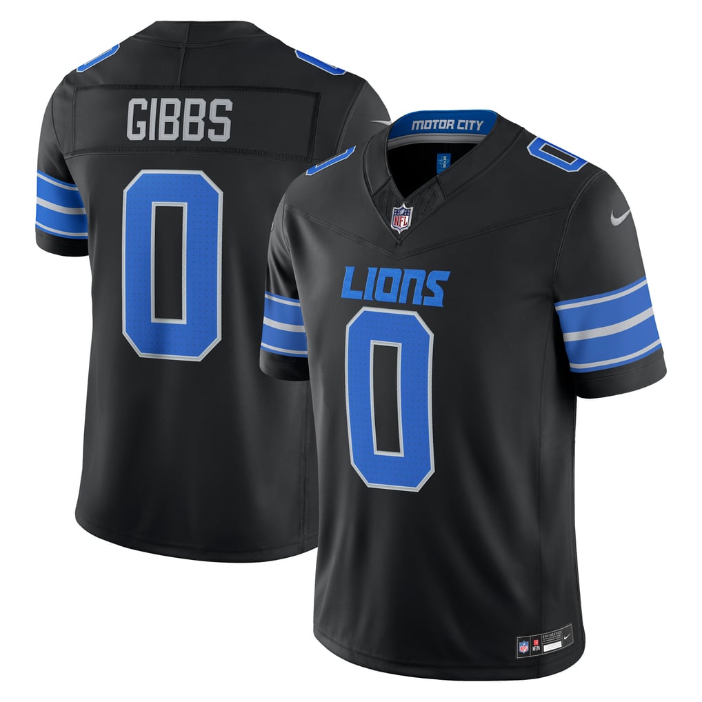 Men's Detroit Lions Jahmyr Gibbs Nike Black Alternate Vapor F.U.S.E. Stitched Limited Jersey - Image 2