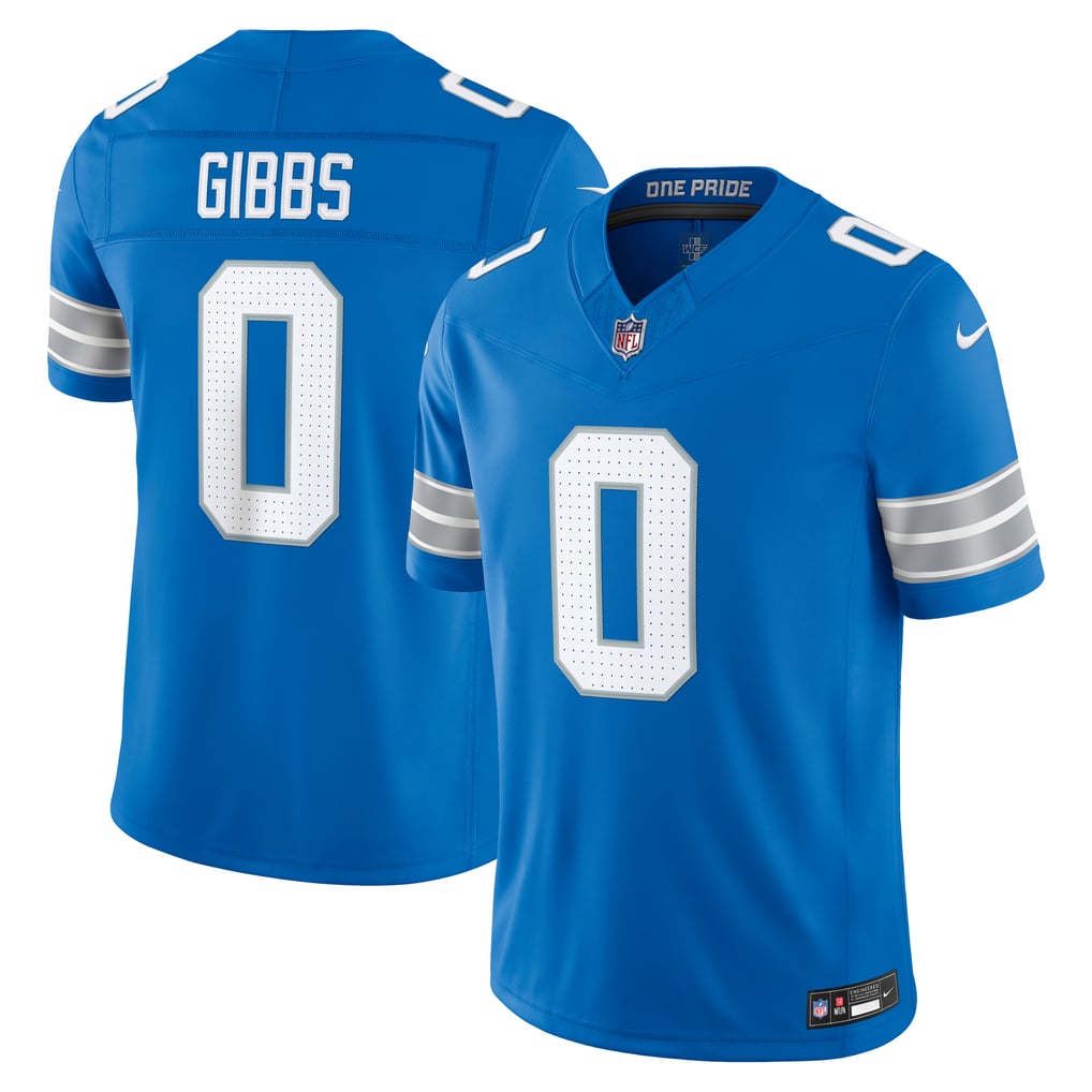 Men's Detroit Lions Jahmyr Gibbs Nike Blue Team Vapor F.U.S.E. Stitched Limited Jersey - Image 2