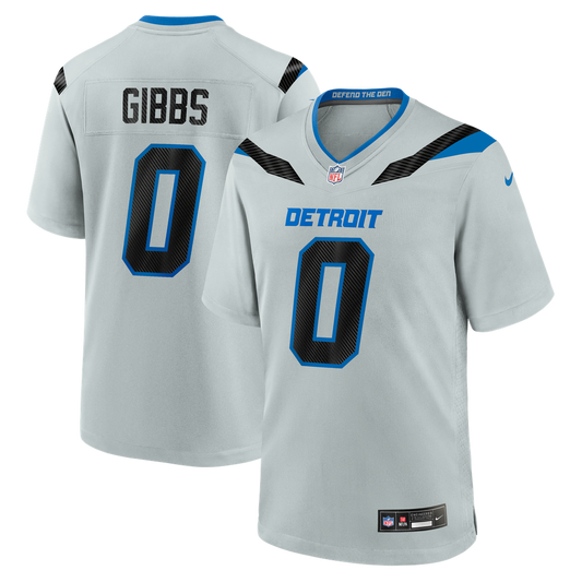 Men's Detroit Lions Jahmyr Gibbs Nike Silver 2026 Rivalries Collection Game Jersey - Image 1