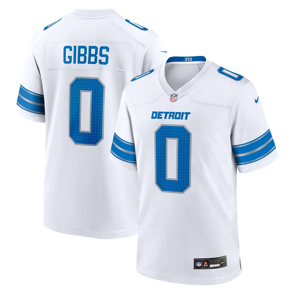 Men's Detroit Lions Jahmyr Gibbs Nike White Game Player Jersey - Image 2