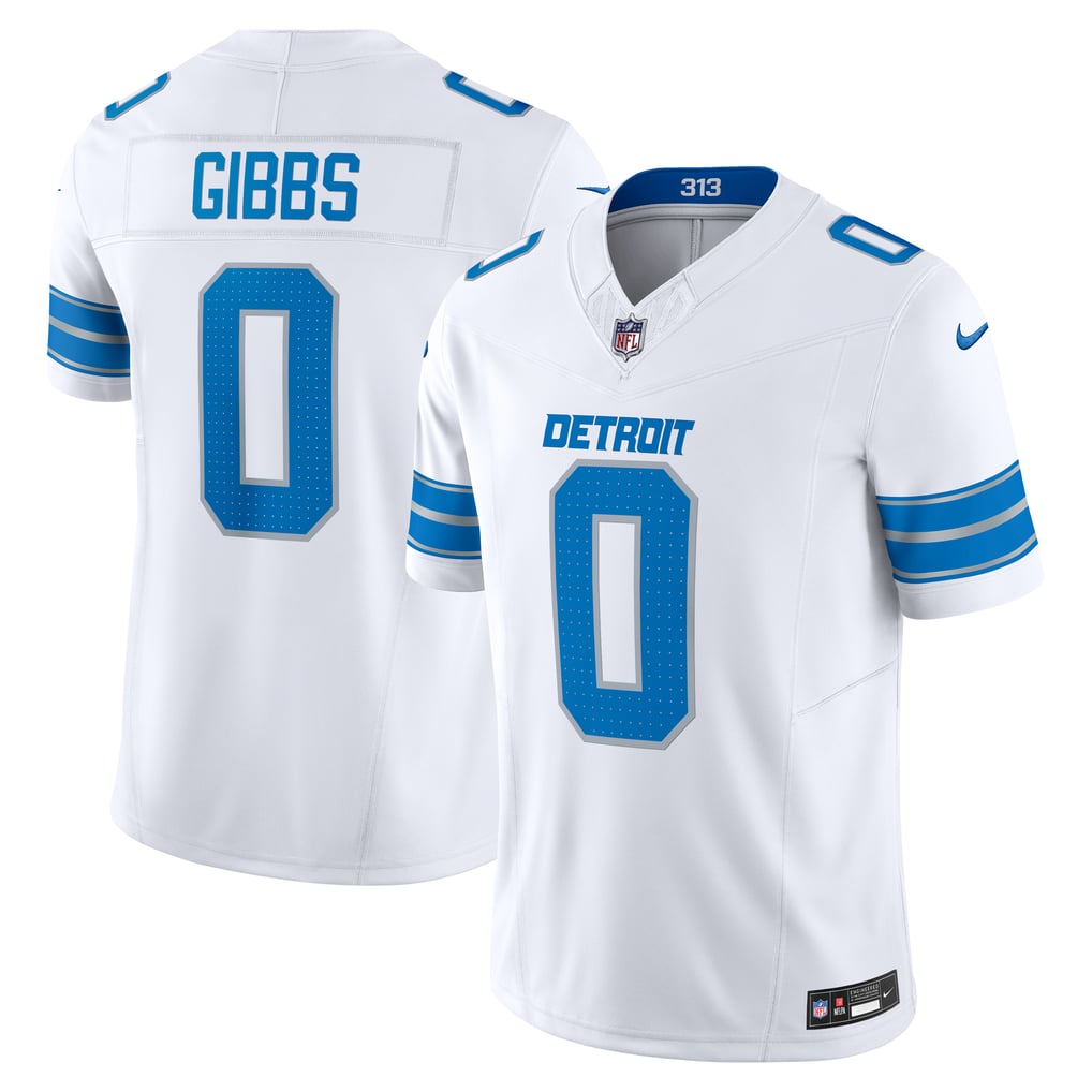 Men's Detroit Lions Jahmyr Gibbs Nike White Vapor F.U.S.E. Limited Jersey - Image 1