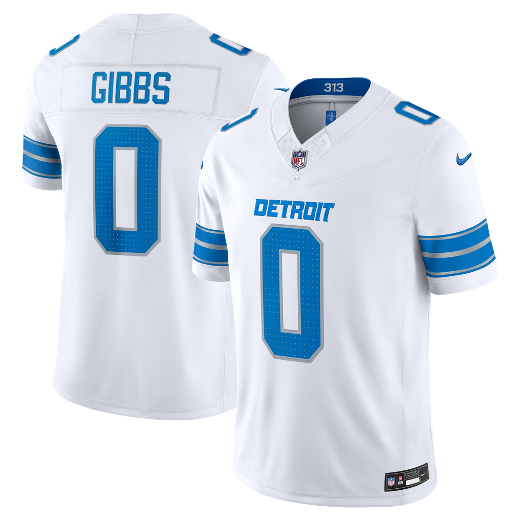 Men's Detroit Lions Jahmyr Gibbs Nike White Vapor F.U.S.E. Stitched Limited Jersey - Image 1