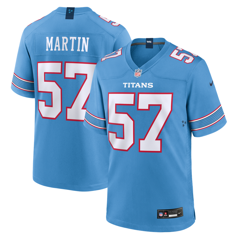 Men's Tennessee Titans Jake Martin Nike Light Blue Team Game Jersey - Image 2