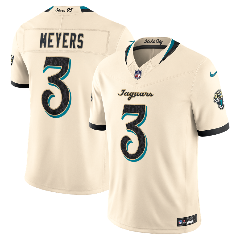 Men's Jacksonville Jaguars Jakobi Meyers Nike Natural 2026 Rivalries Collection Stitched Limited Jersey - Image 1