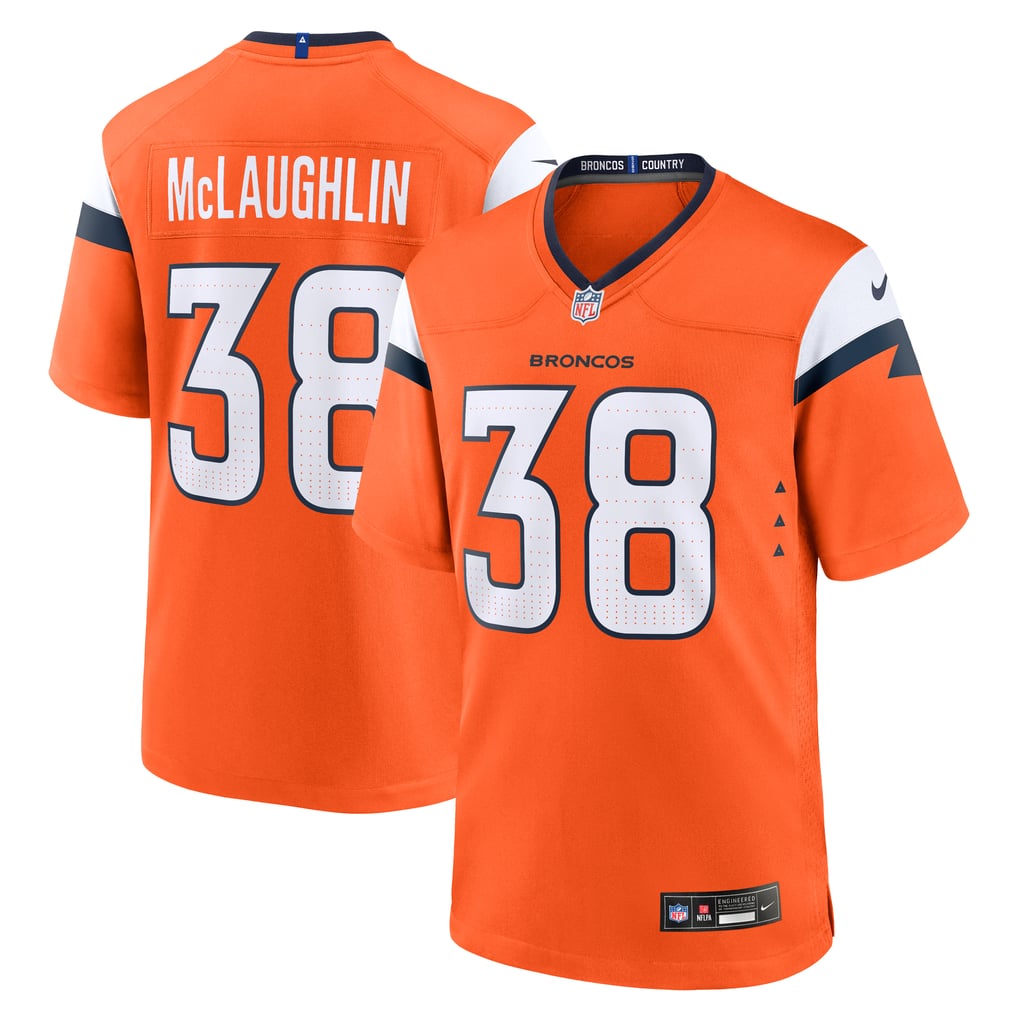 Men's Denver Broncos Jaleel McLaughlin Nike  Orange Team Game Jersey - Image 2