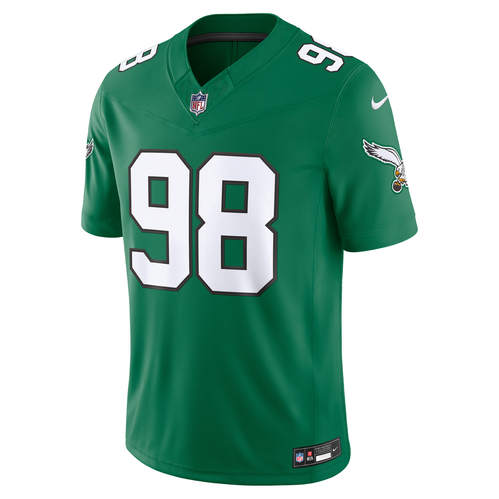 Men's Philadelphia Eagles Jalen Carter Nike Kelly Green Alternate Vapor F.U.S.E. Stitched Limited Jersey - Image 3