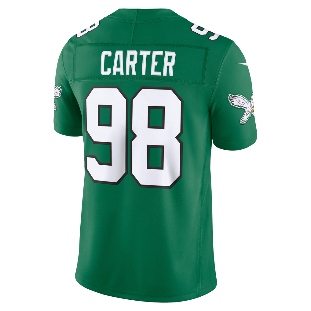 Men's Philadelphia Eagles Jalen Carter Nike Kelly Green Alternate Vapor F.U.S.E. Stitched Limited Jersey - Image 4