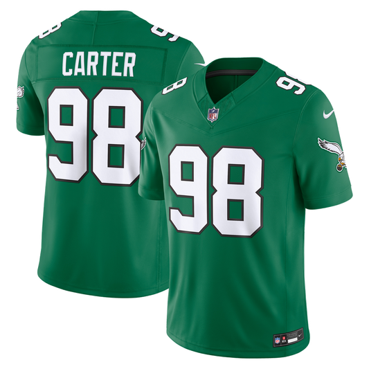 Men's Philadelphia Eagles Jalen Carter Nike Kelly Green Alternate Vapor F.U.S.E. Stitched Limited Jersey - Image 1