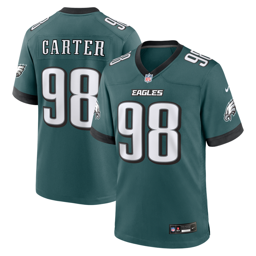 Men's Philadelphia Eagles Jalen Carter Nike  Midnight Green Team Game Jersey - Image 2