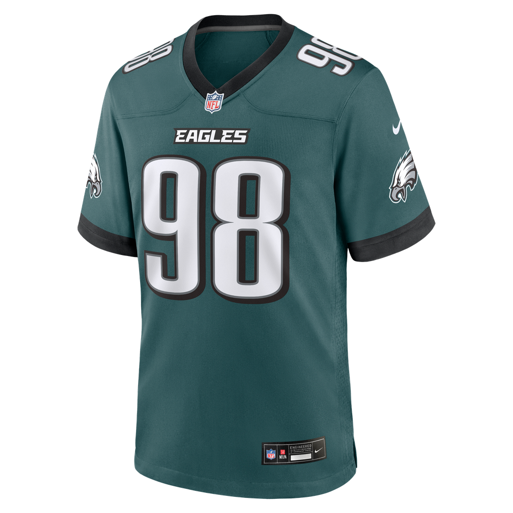 Men's Philadelphia Eagles Jalen Carter Nike  Midnight Green Team Game Jersey - Image 3