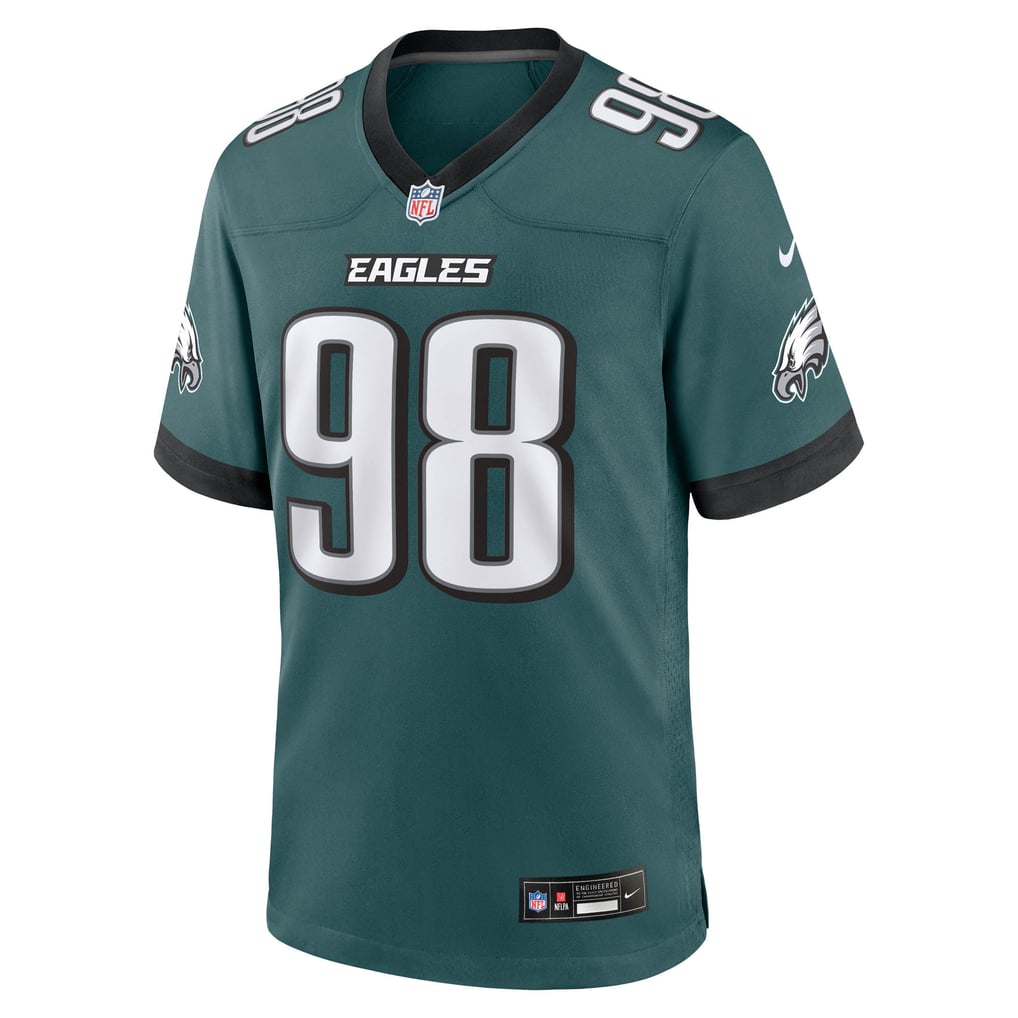 Men's Philadelphia Eagles Jalen Carter Nike  Midnight Green Team Game Jersey - Image 3