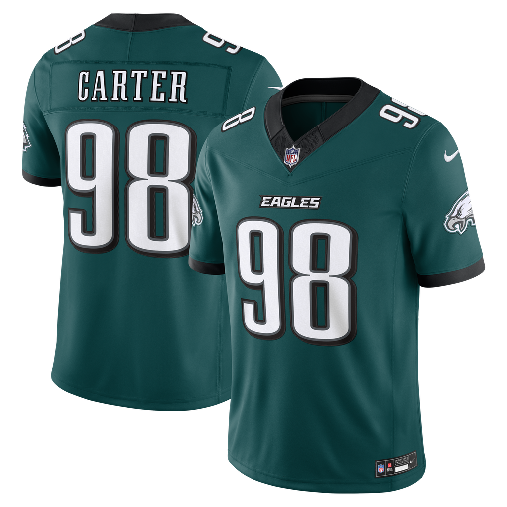 Men's Philadelphia Eagles Jalen Carter Nike Midnight Green Team Vapor F.U.S.E. Stitched Limited Jersey - Image 1