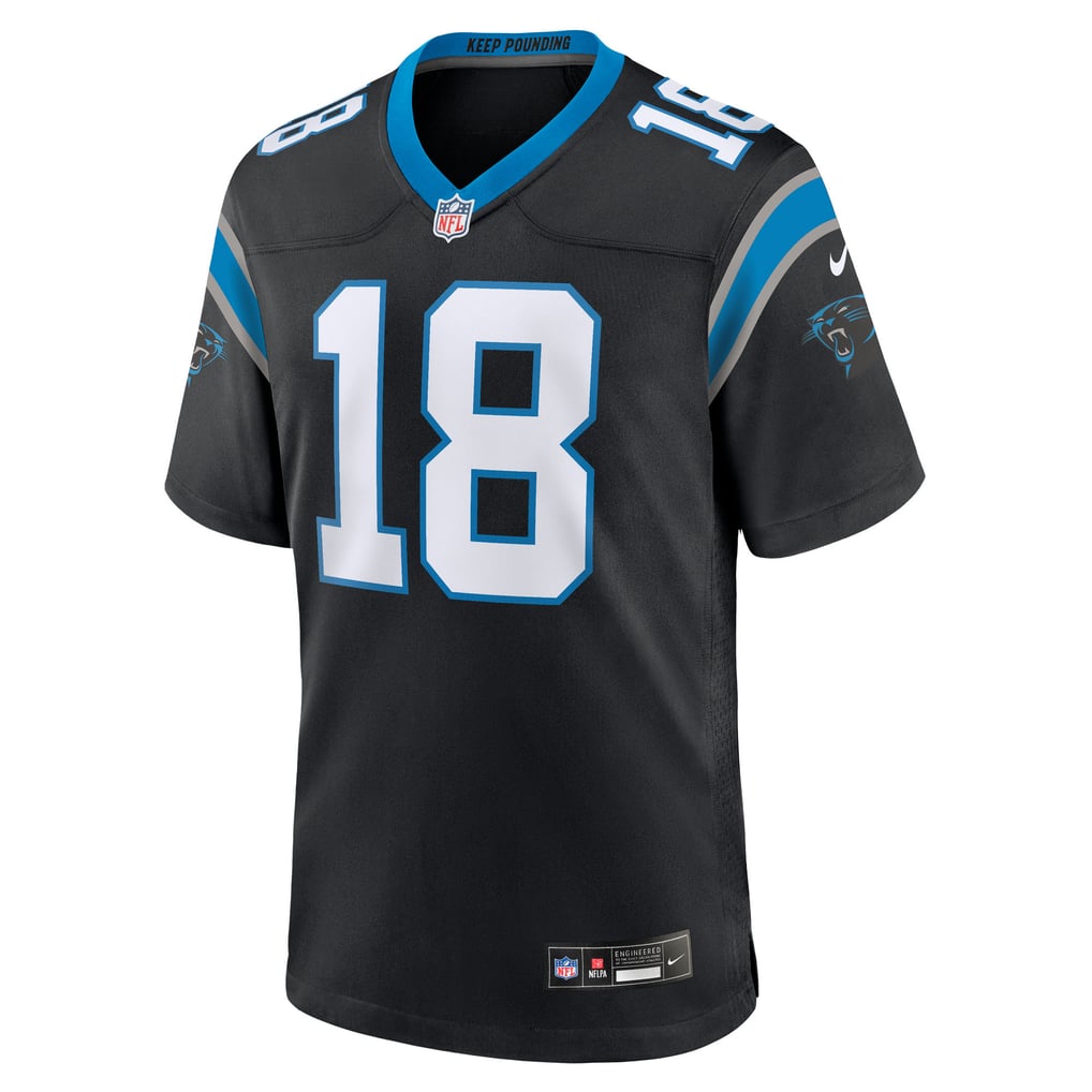 Men's Carolina Panthers Jalen Coker Nike Black Team Game Jersey - Image 3